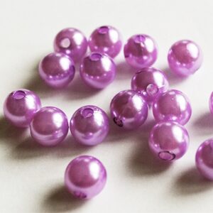Plastikpärl 9,5-10mm roosakaslilla, ava 1mm, pakis 15 tk