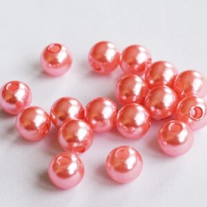 Plastikpärl 7,5-8mm punakasroosa, ava 1mm, pakis 25 tk