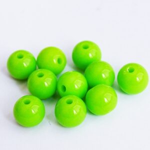 Akrüülhelmes 10mm ava 2mm kollakasroheline, pakis 10 tk