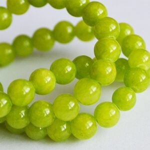 Jadeiit ümar 6mm roheline, looduslik kivi, värvitud, ava 1mm, pakis 22 tk