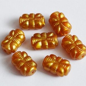 Akrüülhelmed 14x8mm, ava 1mm, tume kuldne, pakis 7 tk