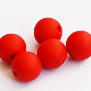 Akrüülhelmes 10mm matistatud punane, ava 2mm, pakis 10 tk