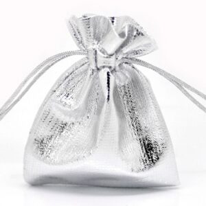 Lahjapussi 9x7cm kiiltävä hopea, pakkaus 4 kpl