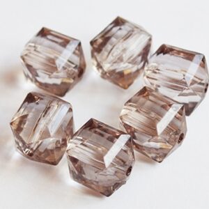 Akrüülhelmes 12mm läbipaistev helehall, ava 1,5mm,  6 helmest, 1 pakk