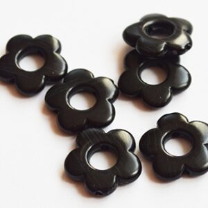 Akrüülhelmes Lill 14mm must, ava 5mm, 1mm, pakis 6 tk
