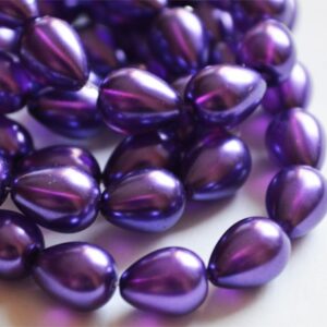 Klaaspärl 11x8mm tilgakujuline läbikumav lilla, 1 tk