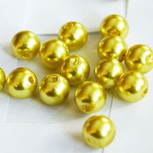 Akrüülpärl 8mm kollakasroheline, ava 2mm, pakis 15 tk