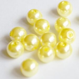 Akrüülpärl 8mm helekollane, ava 2mm, pakis 15 tk