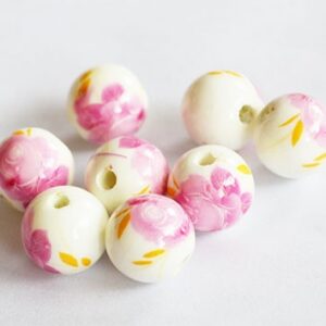 Portselanhelmes 12mm valge/roosa, ava 2,5mm, 1 tk