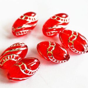 Akryylihelmi soikea 13x7mm, reikä 1,6mm, punainen, pakkaus 8 kpl
