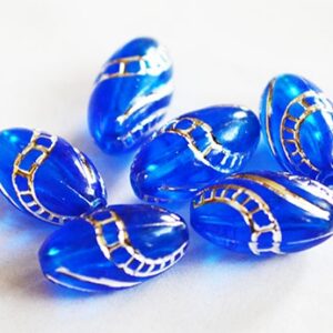 Akryylihelmi soikea 13x7mm, reikä 1,6mm, tummansininen, pakkaus 8 kpl