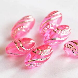 Akryylihelmi soikea 13x7mm, reikä 1,6mm, vaaleanpunainen, pakkaus 8 kpl
