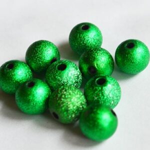 Akrüülhelmes 10mm, struktuurne, hele roheline, ava 1,8mm,  pakis 10 tk