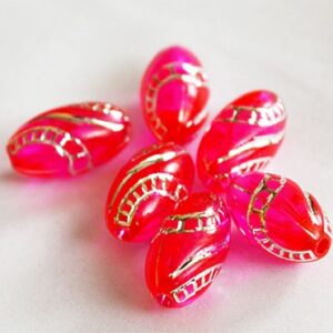 Akryylihelmi soikea 13x7mm, reikä 1,6mm, pinkki, pakkaus 8 kpl