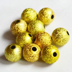 Akrüülhelmes 10mm, struktuurne, kuldne, ava 1,8mm,  pakis 10 tk