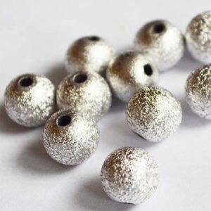 Akrüülhelmes 10mm, struktuurne, hõbedane, ava 1,8mm,  pakis 10 tk
