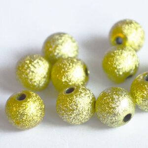 Akrüülhelmes 10mm, struktuurne, hele kuldne,  ava 1,8mm,  pakis 10 tk