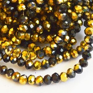 Lihvitud rondell 4x3mm must/kuldne, ava 1mm, pakis 30 tk.