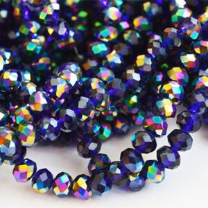 Lihvitud rondell 6x5mm sinine/must/värviline, ava 1mm, pakis 10 tk.