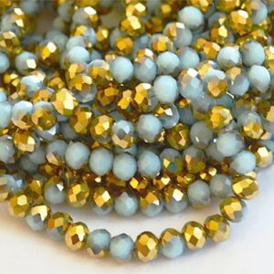 Lihvitud rondell 6x5mm helesinine/kuldne, ava 1mm, pakis 10 tk.