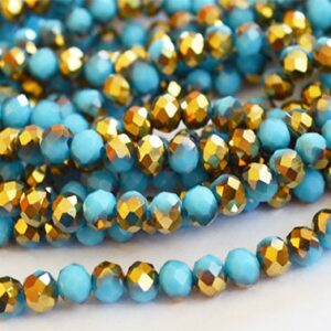 Lihvitud rondell 6x5mm sinine/kuldne, ava 1mm, pakis 10 tk.
