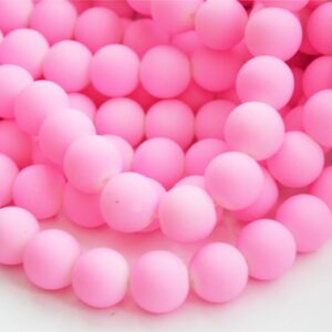 Klaashelmes 14mm roosa, matistatud, avade ümbrus valge, 1 tk