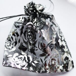 Lahjapussi 12x10cm organza, musta hopea - 1 kpl