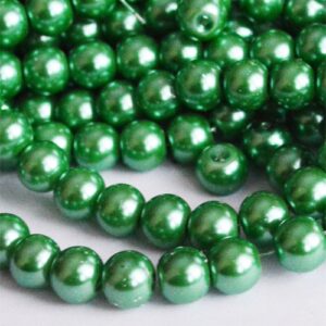 Klaaspärl 8mm roheline, ava 1mm, pakis 10 tk