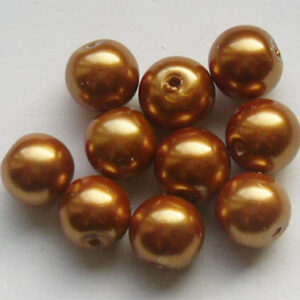Kuldpruunid klaaspärlid 10mm, 10 tk