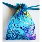 Kinkekott organza 9x7cm sinine,kuldne, lilla, 5 tk