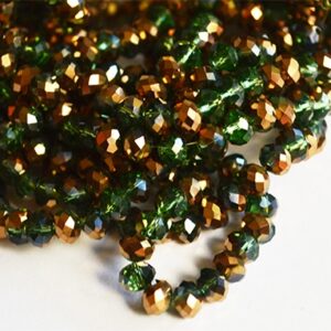 Lihvitud rondell 6x4mm electroplated, roheline-vaskne, 16 tk