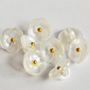 Акриловая бусина Цветок 11x6mm, белый перламутровый блеск, 1 шт.