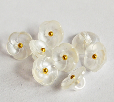 Акриловая бусина Цветок 11x6mm, белый перламутровый блеск, 1 шт.