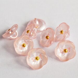 Акриловая бусина Цветок 11x6mm, розовый перламутровый блеск, 1 шт.