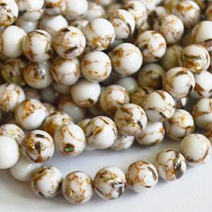 Türkiis sünteetiline teokarpidega 8mm valge-pruun, ava 1mm,  1tk