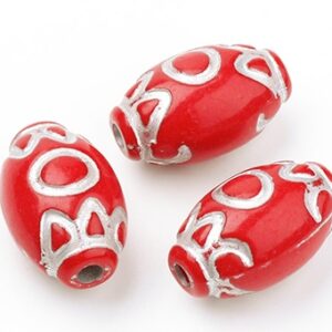 Akrüülhelmes 23x15x14mm, punane-hõbe, 1 tk  Ei saa saata liht- ega tähitud maksikirjaga-