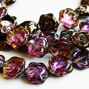 Klaashelmes Lill 15,5x14,5x6mm, electroplated, tagumine pool kaetud hematiidiga, 1 tk