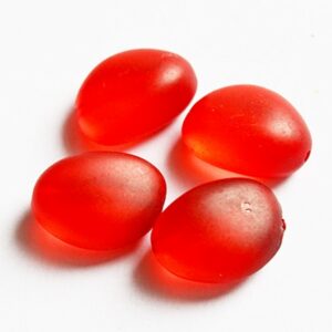 Akrüülhelmes 18x13x5mm, läbikumav matistatud, punane,  4 tk