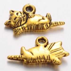 Ant.kuldne metallripats Kass 18x13mm, plii- ja niklivaba, 1 tk.