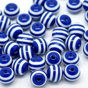 Kunstvaigust ümar helmes 10mm valge-sinine, 1 tk
