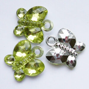 Akrüülripats liblikas 14x14x3mm kollakas-roheline, 1 tk