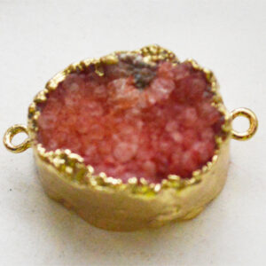 Akaatti korulinkki 30x18mm puna-pinkki - hopea, 1 kpl.