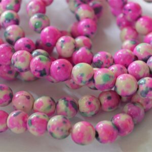 Jadeiit 8mm looduslik, värvitud, roosakirju, 1 tk