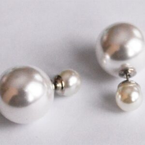 Kahe pärliga kõrvarõngad 25x16mm valge, 1 paar