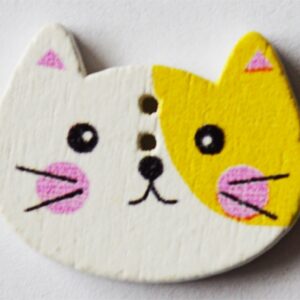 Puuhelmes-nööp Kass 20x16mm, 1 tk