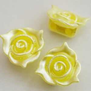 Akrüülhelmes-ühendaja 14x14x7mm, pärliläikeline, kaherealine, helekollane, 1 tk