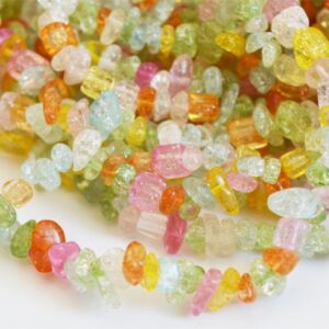 Kvartsi sünteetilised chipsid 5-8mm, nööril u 82cm, 1 tk