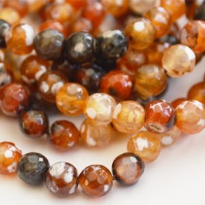 Ahhaat 8mm looduslik, lihvitud, värvitud, pruun-oranž, 15 tk.
