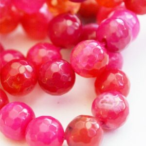 Ahhaat 8mm lihvitud looduslik värvitud, roosakaspunane, 24 tk
