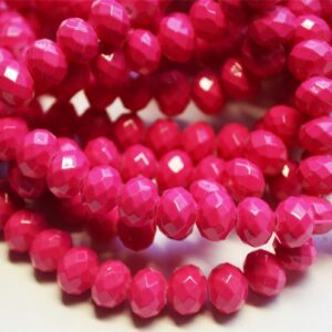 Lihvitud rondell  8x6mm, tumeroosa, 1 tk